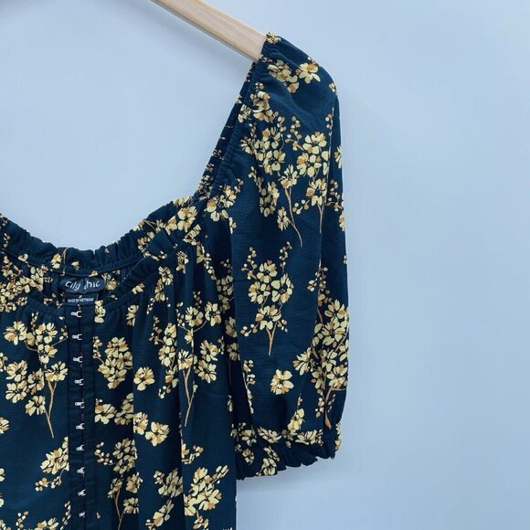 City Chic Womens Plus Size Small 16 Quirky Corset Peplum Blouse Golden Posy 1514 - Picture 3 of 7